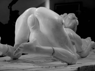 A sculpture of a naked Britney Spears on all fours on a bearskin rug? Sweet.
